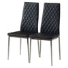 Check/Line Patterned Kitchen Dining Chairs Faux Leather Padded Seat Steel Frame