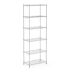 Mondeer 6 Tier Metal Storage Rack with 8 Hooks Height Adjustable Kitchen Silver