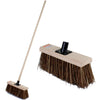 Sweeping Brush Broom Wooden Handle Soft Stiff Head PVC Sweeper Garden Outdoor