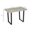 Modern Rectangular Dining Table with Steel Base for 4 People, Light Grey