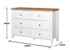 6 Drawer Bedroom Cabinet Chest of Drawers White and Oak
