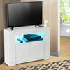 86cm High Gloss Corner TV Stand Cabinet with RGB LED Lights Entertainment Unit