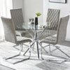 Clear Glass Dining Table and 4 Chairs Set PU Leather Cross Leg Kitchen Furniture