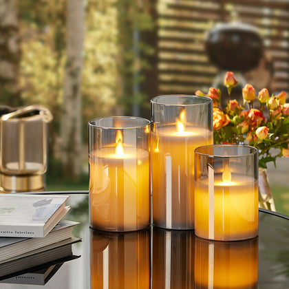 3pcs Flameless Candle Light Remote Control LED Pillar Candle Home Party Decor