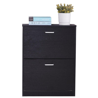 Shoe Cabinet Organiser Rack Stand 2 Drawer Cupboard 4 Shelves Shoe Storage