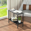 Vintage Marble Sofa Side Table Rectangle Snack / End Table with Storage Shelf