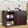 Kitchen Storage Cabinet Home Office Organizer Cupboard W/Sliding Door Adjustable