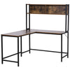 Industrial L-Shaped Work Desk & Storage Shelf Steel Frame Adjustable Feet