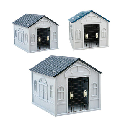 Plastic Large Dog Kennel Pet House Weatherproof Indoor Outdoor Animal Shelter UK