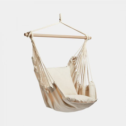 Beige Hanging Swinging Chair Garden Patio Furniture Hammock ED