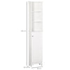 165cm Freestanding Slimline Bathroom Storage Cabinet w/ 6 Shelves Cupboard White