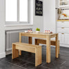 Modern Wooden Dining Table Set 2 Bench Home Kitchen Furniture Patio Outdoor NEW