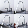 Modern Kitchen Sink Mixer Taps Swivel Spout Dual Lever Tap Mono Chrome Faucet UK