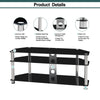 AV Shelf TV Stand Rack 3-Tiers Audio Rack Media Table Cabinet Fit 32-60 inch TVs