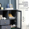 Modern Bedside Table Storage Cabinet with 2 Drawers, Adjustable Shelf, Grey