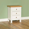 Set of 2 White Bedside Cabinets Bedroom Tables Solid Wood 3 Drawers with Oak Top
