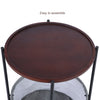 Small Round Coffee Table Sofa Side End Table Tray with Fabric Basket Storage UK