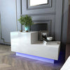 Nightstand Bedside Table Cabinet Chest High Gloss Front 2 Drawers RGB LED Light