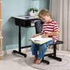 Adjustable Kids Study Students Children Desk and Chairs Table Set Black