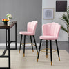 1/2x Velvet Bar Stools Kitchen High Chair Petal Back Breakfast Stools Pub