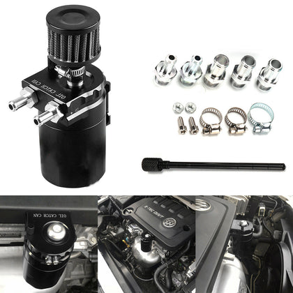 300ml Oil Catch Breather Can Universal Baffled Aluminum Reservoir Tank Black UK