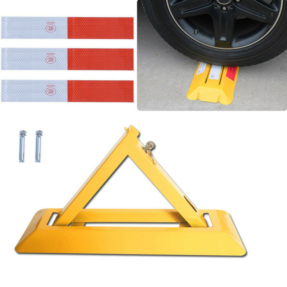 HEAVY DUTY FOLDING AUTO PARKING BARRIER BOLLARD SECURITY CAR PARK POST LOCK SET