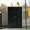 Bathroom Storage Unit | Black Wooden Cabinet Cupboard w/ 4 Drawers
