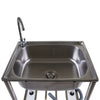 Stainless Steel Metal Camping Sink with Tap and Drainage Pipe Outdoor Wash Basin