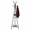 Metal 9 Hooks Coat Stand Hat Floor Standing Rack Clothes Hanger Wooden Shelf