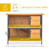 PawHut 2-Story Wooden Metal Rabbit Hutch Bunny Cage w/ Ramp Feeding Trough