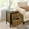 Bedside Table,Metal-Framed Storage Table with 2 Drawers for Bedroom/Living Room