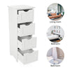 4 Drawer White Wooden Bathroom Organiser Storage Cabinet Free Unit Free Standing