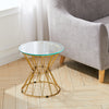Round Coffee Table with Clear Tempered Glass Top Sofa Side End Table Home Office
