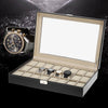 Mens 24 Grids Leather Watch Display Case Jewelry Collection Storage Holder Box