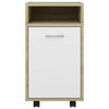 Side Cabinet with Wheels White& Oak 33x38x60 cm Chipboard Organiser