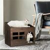 2 Tier Wooden Cat Litter Box Cat Bed Cave Pet House Nightstand Indoor Outdoor UK