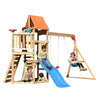 Kids Wooden Swings Slide Set Climbing Wall Frame Garden Play With Slide Sandpit