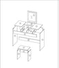MDF Dressing Table Stool Set with Mirror Makeup Desk Dresser for Study Table