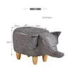 Grey Elephant Animal Footstool Faux Leather Ottoman Wood Legs Kids Adults Gift