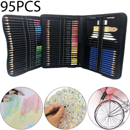 95PCS Pencil Kit Set Oil Based Drawing Charcoal Pencil Professional Artist Kit