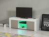 Modern TV Unit Stand Cabinet Grey High Gloss Doors & White Matt Body LED Lights
