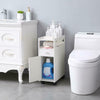 White Bathroom Cabinet Toilet Paper Holder Storage Shelf Cupboard