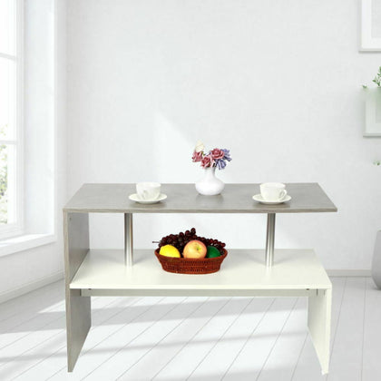 Coffee Table Wooden End Side Tea Table Nordic Style With Open Storage Shelf