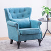 Chesterfield Linen Fabric Armchair Buttoned Wing Back Chair Queen Anne Sofa Seat