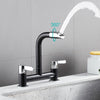 Kitchen Sink Mixer Taps Tap Faucet 1/4 Turn Easy Use 2 Hole Deck Mounted Lever.