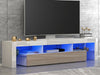 Modern 200cm TV Unit Cabinet Stand 2 Drawers High Gloss Doors RGB LED Lights