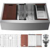 30" Top Mount Farmhouse Kitchen Sink Single Bowl Basin 304 Stainless Steel