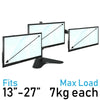 TekBox TRIPLE MONITOR MOUNT - 3 Computer Screen Stand 13-27" Display TV VESA