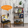 4 Shelves Wood Metal Ladder Shelf Bookshelf Display Shelving Leaning Wall Stand