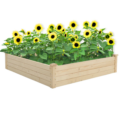 Wooden Raised Garden Planting Bed Vegetable Flower Plants Planter Trough 60*60CM